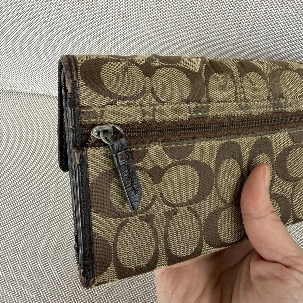 Coach Ashley Signature Jacquard Trifold Wallet W/Checkbook Insert Y2K Vintage